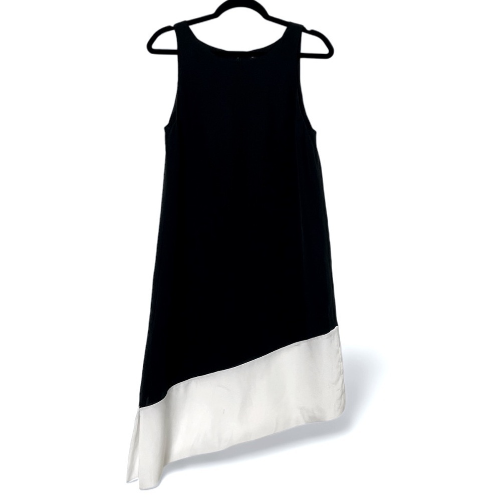 2/$30 Club Monaco Silk Asymmetrical Hem Black and White Sleeveless Dress SZ 6 - Picture 3 of 16